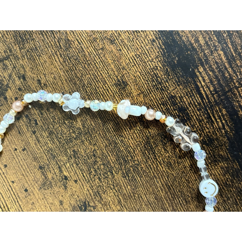 Y2K Kawaii Beaded Necklace Pearl Smiley Star Heart Flower Charm Choker - Picture 6 of 8